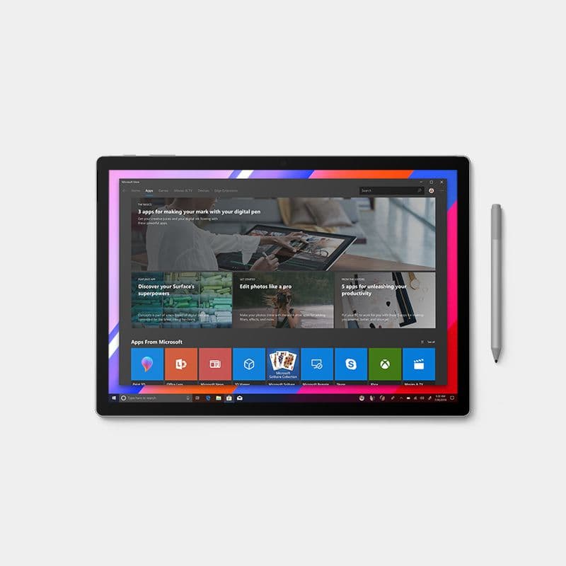 A tablet displaying a Microsoft Store concept.